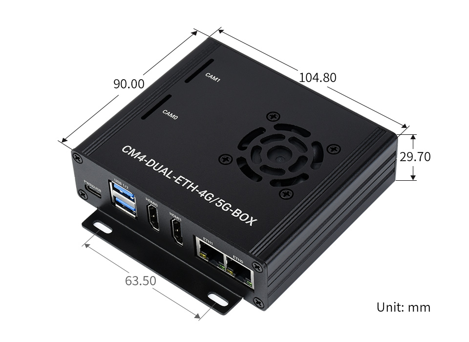 Dual Gigabit Ethernet 5G/4G Mini-Computer Based On Raspberry Pi Compute  Module 4 (NOT Included), Metal Case, With Cooling Fan