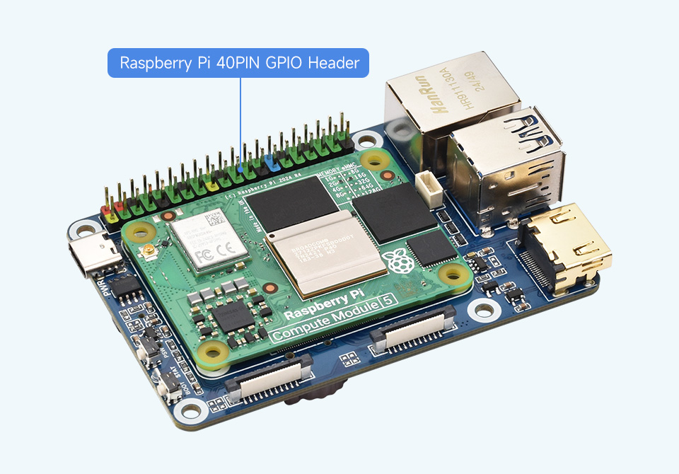 Mini Base Board (B) designed for CM 5, connecting with Compute Module 5