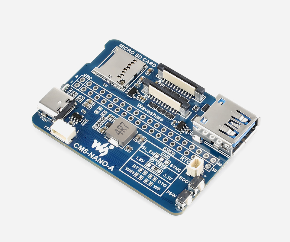 Nano Base Board (A) for Raspberry Pi Compute Module 5, front view