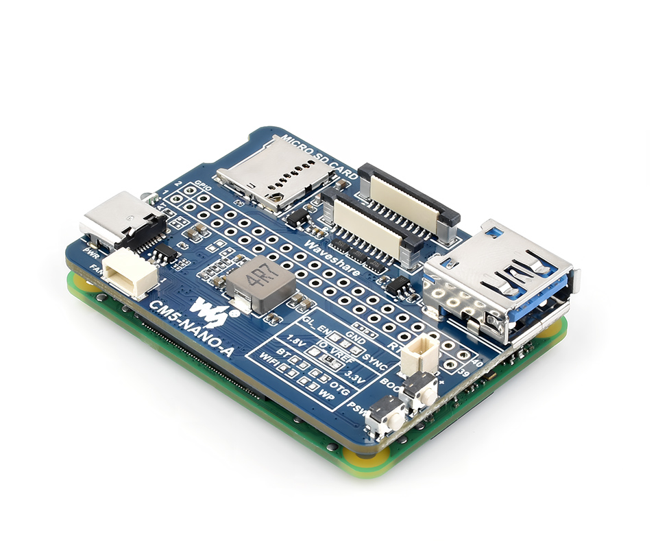 Nano Base Board (A) for Raspberry Pi Compute Module 5, connecting with CM5