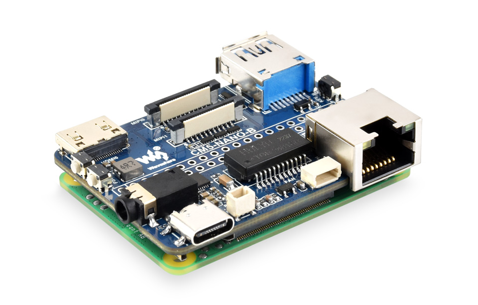 Nano Base Board (B) for Raspberry Pi Compute Module 5, connecting with CM5