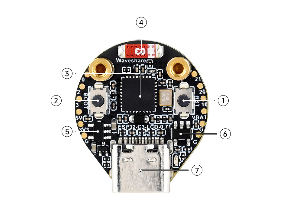 ESP32-C3 LCD 0.71, onboard components