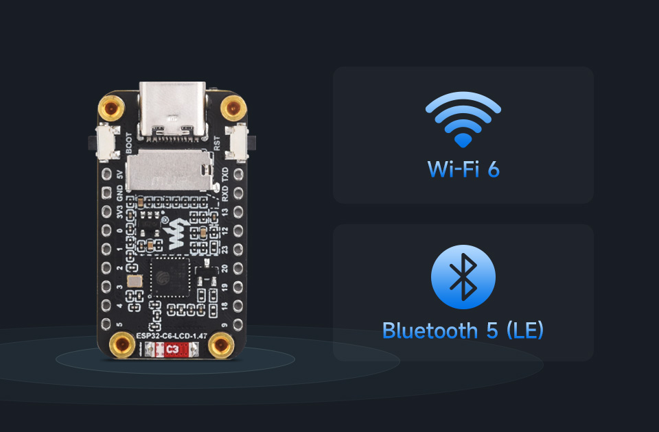 ESP32-C6-LCD-1.47, with WIFI 6 and BLE 5 support