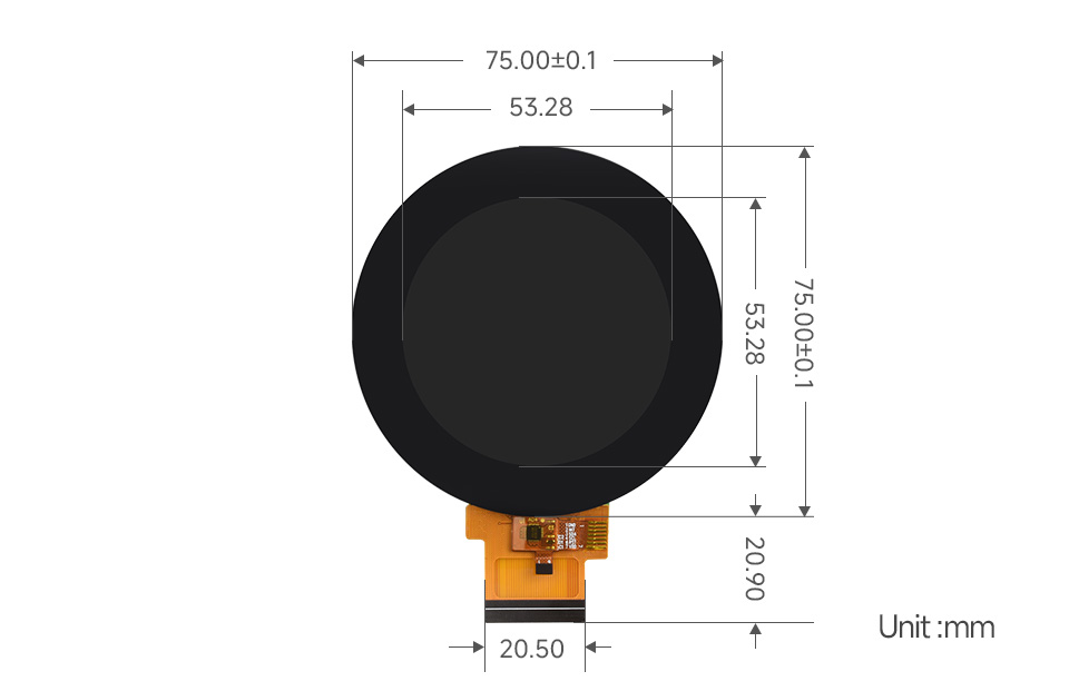 ESP32-S3-Touch-LCD-2.1-D outline dimensions