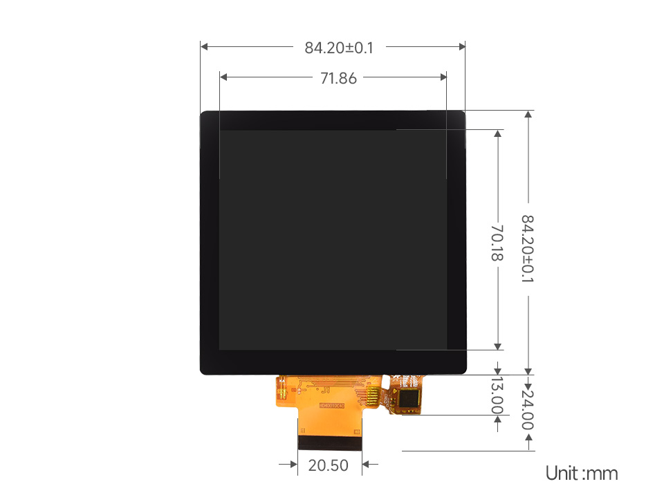 ESP32-S3-Touch-LCD-4-D outline dimensions