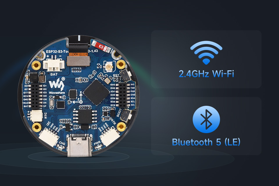 ESP32-S3 Touch AMOLED 1.43, with Wi-Fi and BLE 5 support