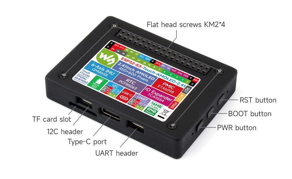 ESP32-S3-Touch-AMOLED-2.41-B, onboard components