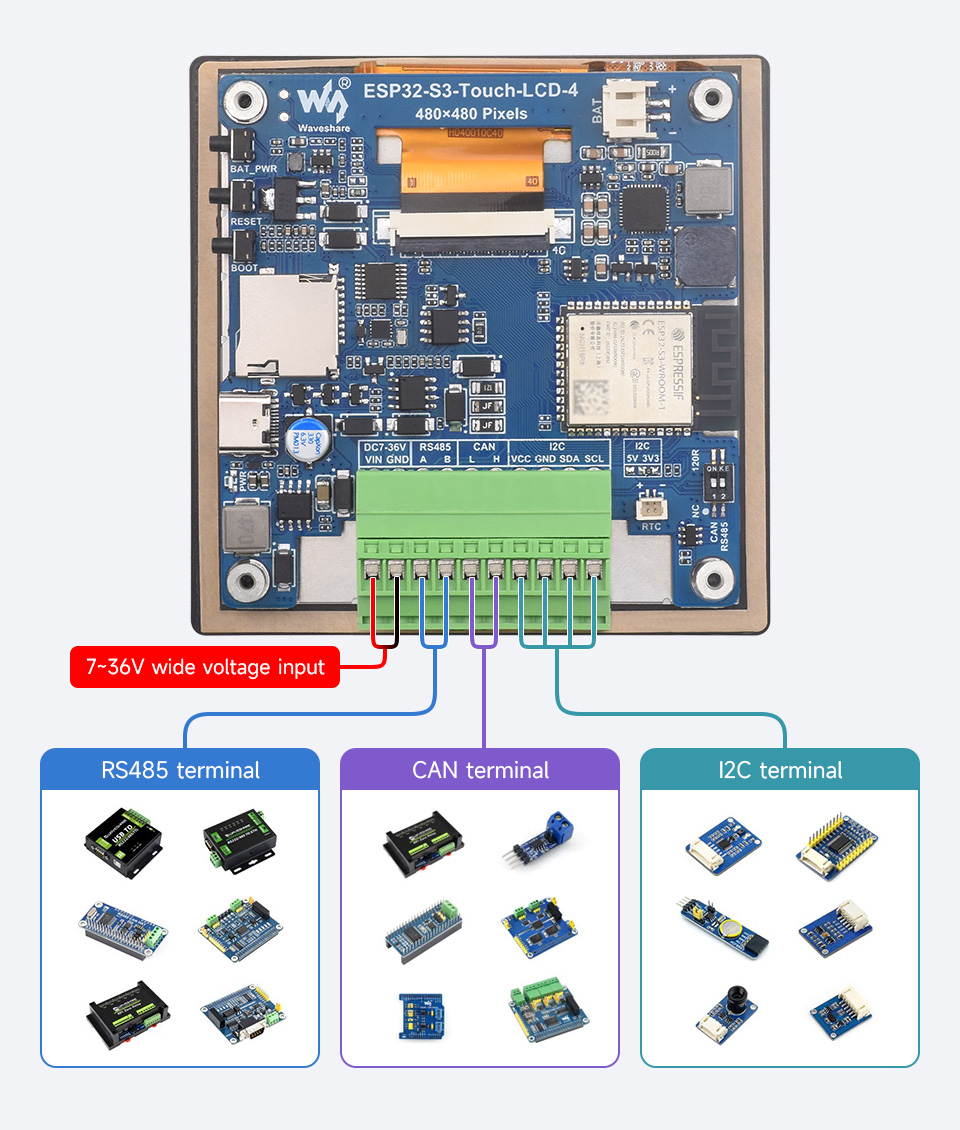 ESP32-S3 4inch Capacitive Touch Display Development Board, supports multiple peripherals