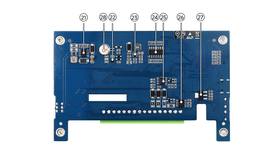 ESP32-S3 5inch Capacitive Touch Display Development Board, onboard components on the back