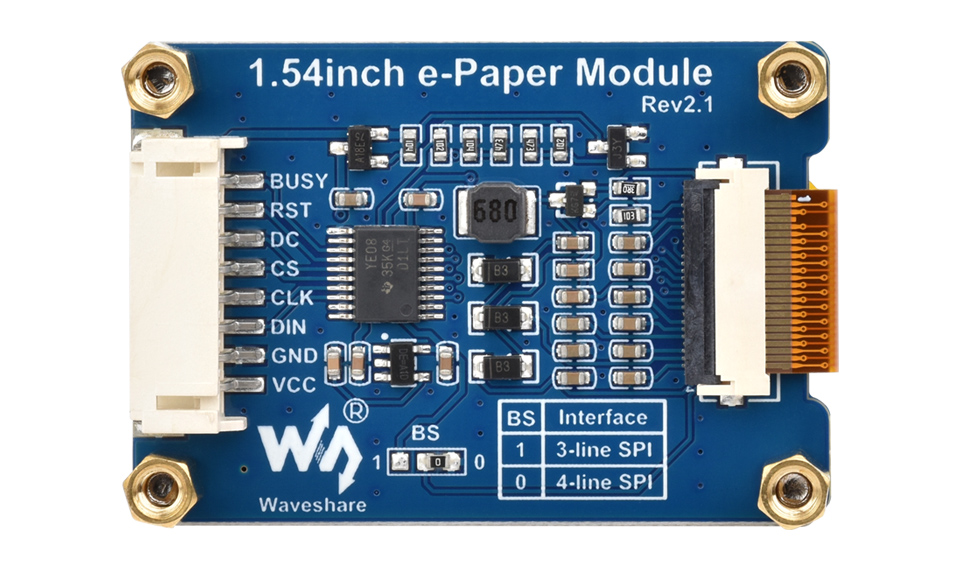 1.54inch e-Paper display (G) with driver board, onboard SPI control interface