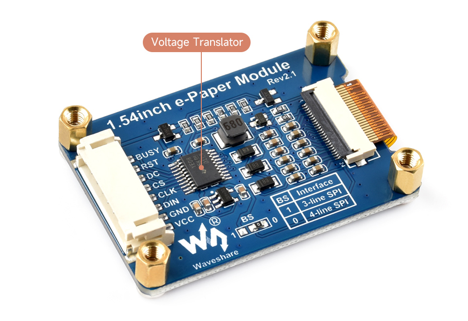 1.54inch e-Paper display (G) with driver board, onboard voltage translator