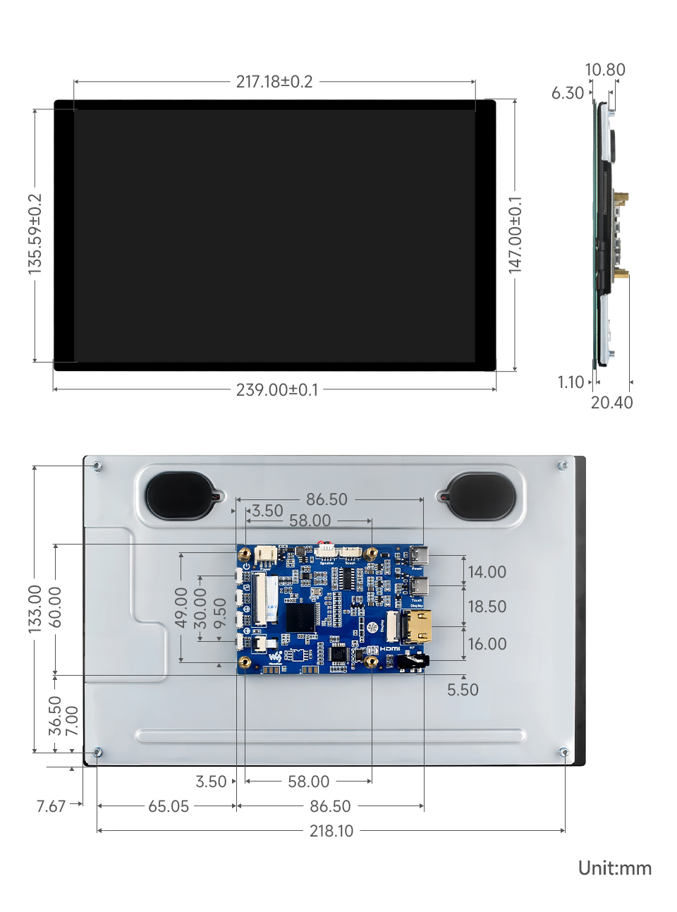 10.1inch Capacitive Touch Display, outline dimensions