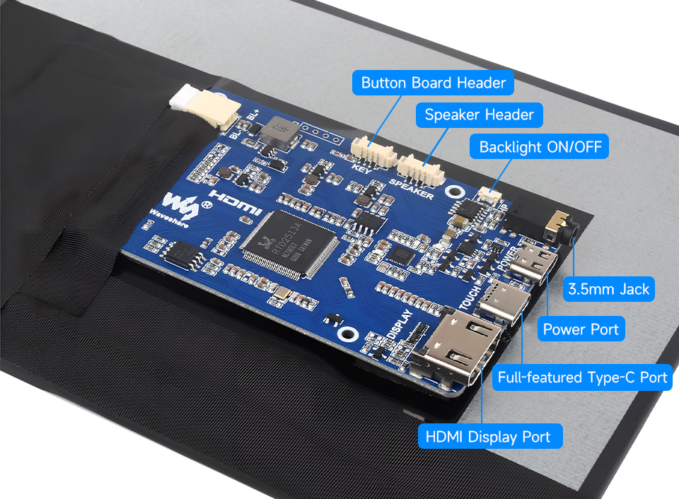 11.6inch 1768×828 LCD interface introduction and onboard components