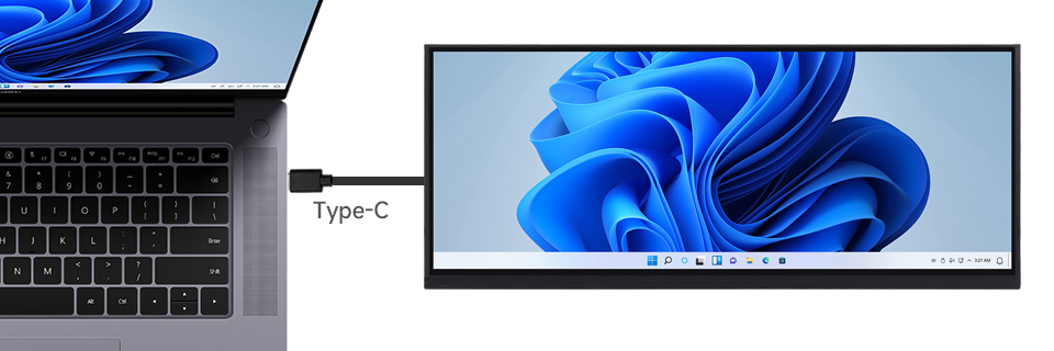 12.3inch 1920x720 LCD, connecting with laptop