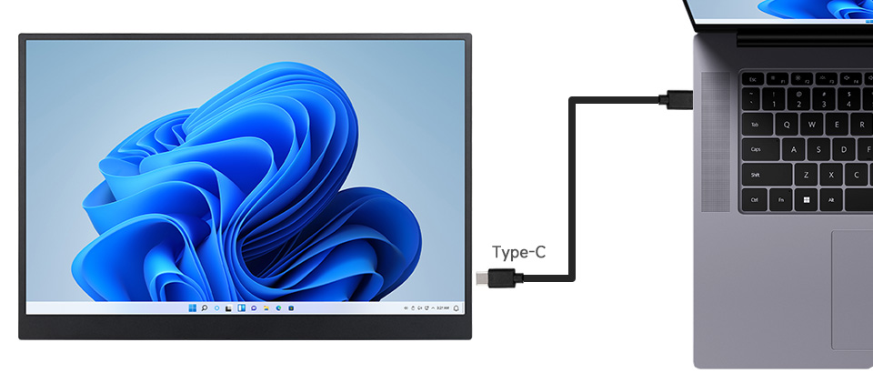 14inch Portable Monitor with Stand, working with Full-Featured Type-C PC