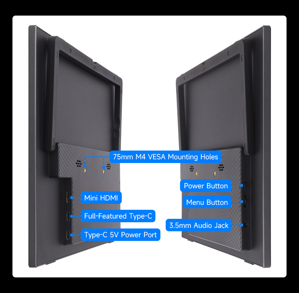 14inch Portable Monitor with Stand, interface introduction