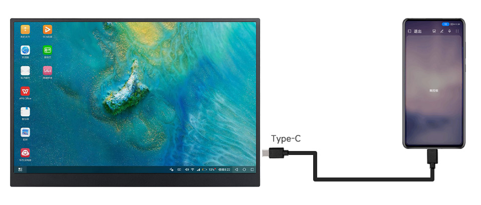 14inch Portable Monitor with Stand, working with Full-Featured Type-C Smartphone