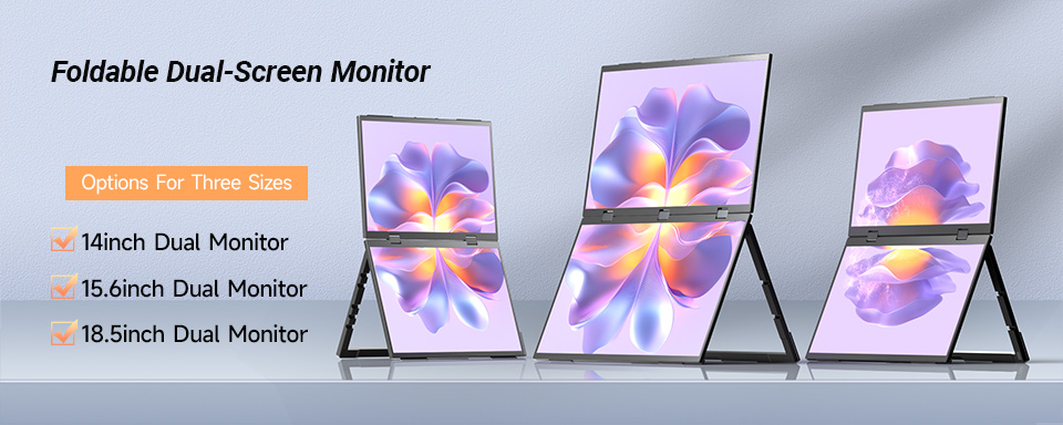 Dual-Screen Portable Monitor, options for 14inch / 15.6inch / 18.5inch