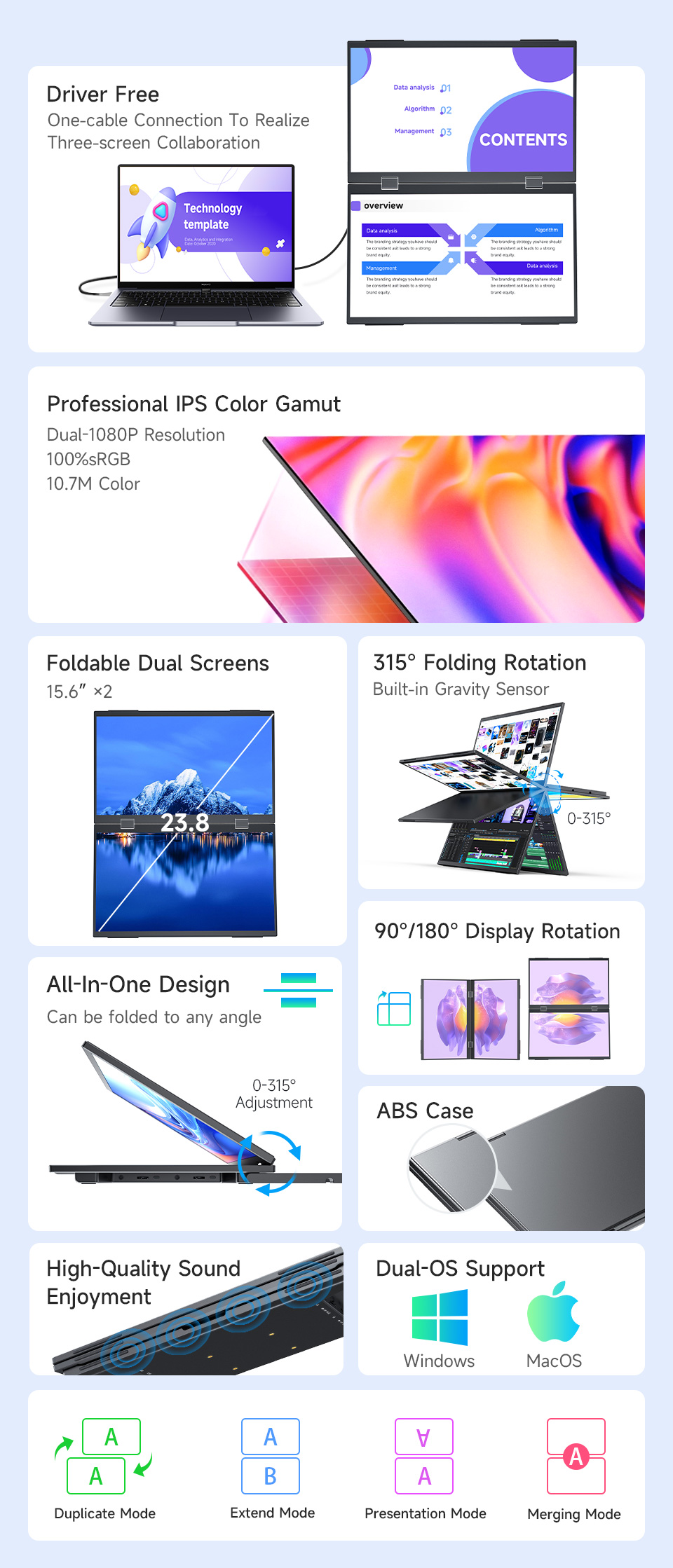 Dual-Screen Portable Monitor, features