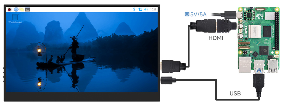 15.6inch 10-Point Capacitive Touch Monitor (C), working with Raspberry Pi 5