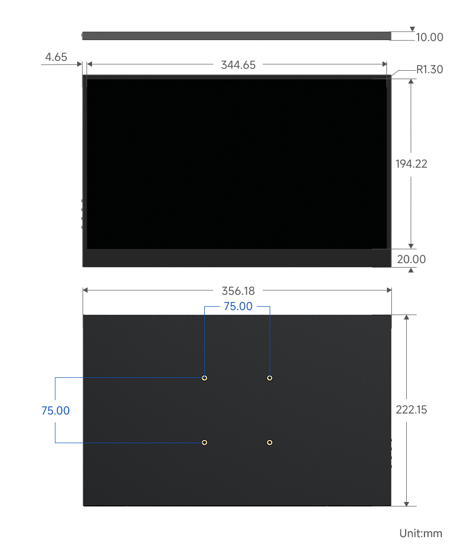 15.6inch 10-Point Capacitive Touch Monitor (C), dimensions