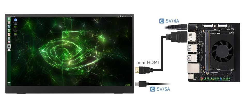 15.6inch Portable Monitor with Stand, working with Jetson Orin