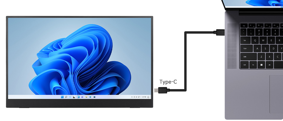 15.6inch Portable Monitor with Stand, working with Full-Featured Type-C PC