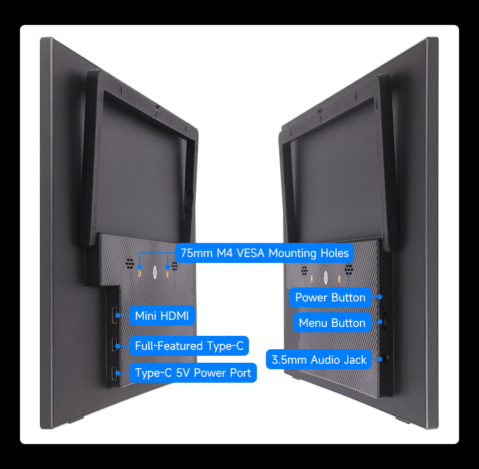 15.6inch Portable Monitor with Stand, interface introduction