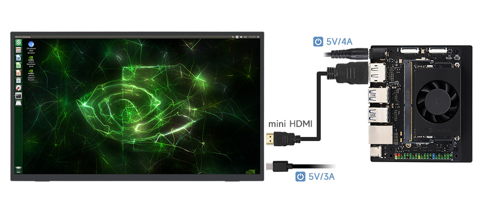 18.5inch Portable Monitor with Stand, working with Jetson Orin