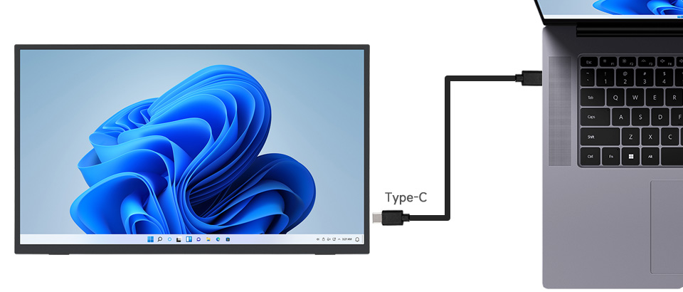 18.5inch Portable Monitor with Stand, working with Full-Featured Type-C PC