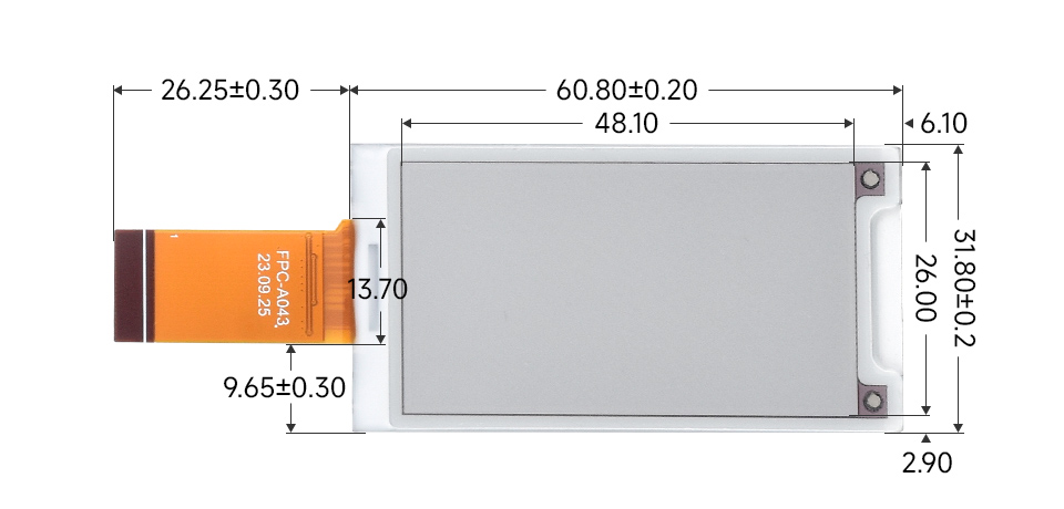 2.15inch e-Paper display (B), outline dimensions