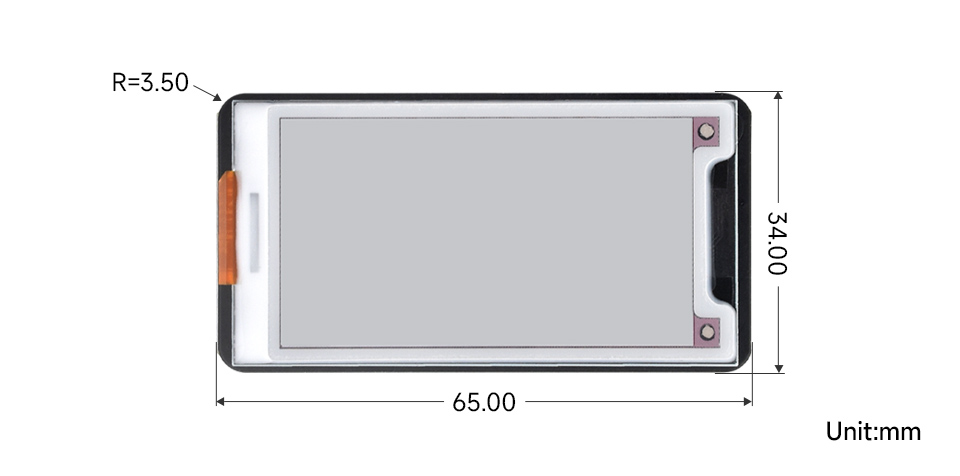 2.15inch e-Paper display (B) and driver board, outline dimensions