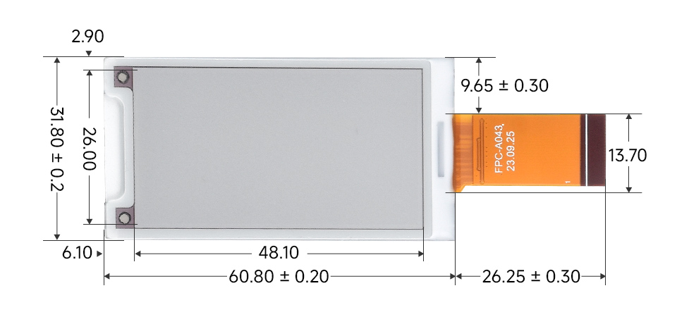 2.15inch e-Paper display (G), outline dimensions