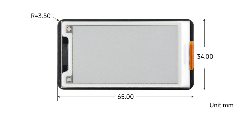 2.15inch e-Paper display (G) and driver board, outline dimensions