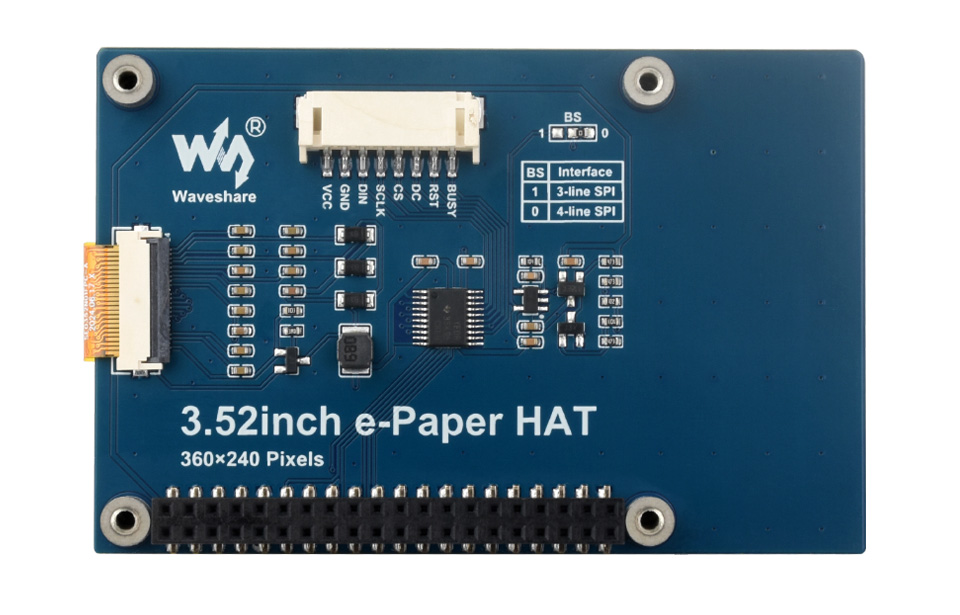 3.52inch e-Paper display (B) with driver board, onboard SPI control interface