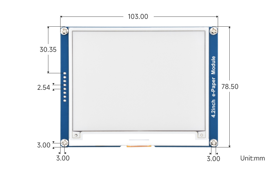 4.2inch e-Paper display (G) with driver board, outline dimensions