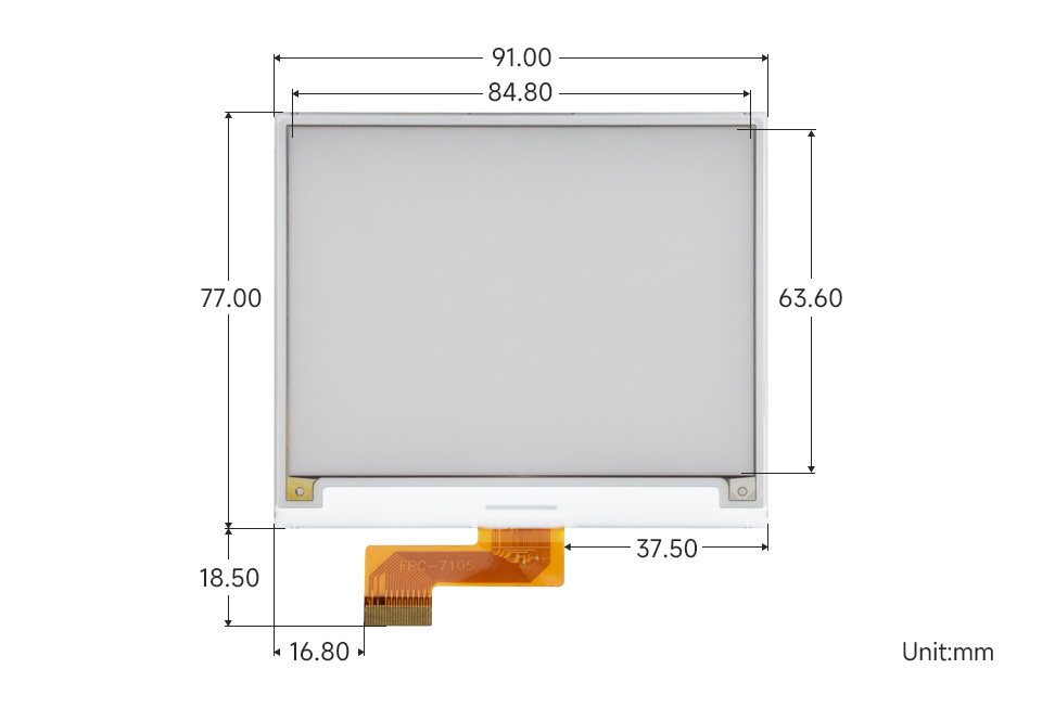 4.2inch e-Paper display (G), outline dimensions