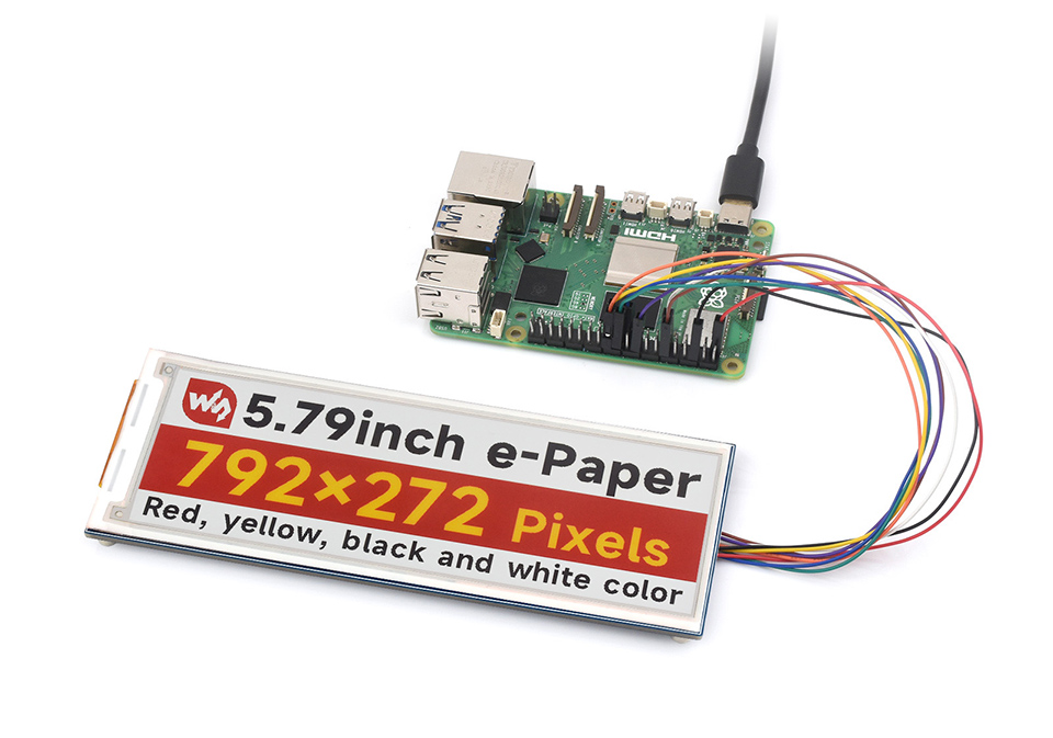 5.79inch e-Paper display (G) with driver board, connecting with Raspberry Pi 5