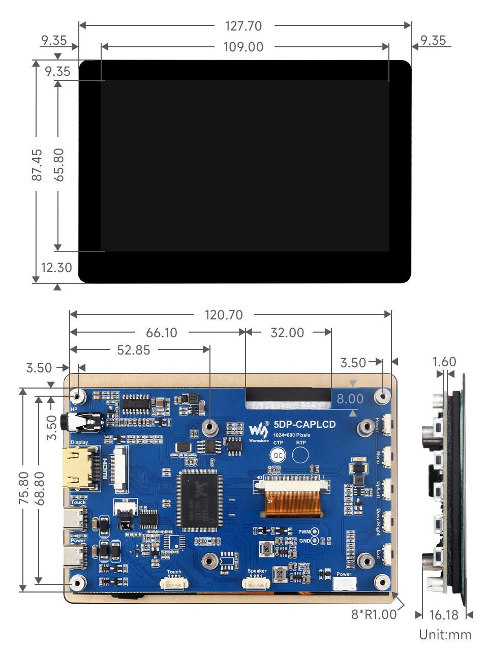 5DP-CAPLCD-B, dimensions