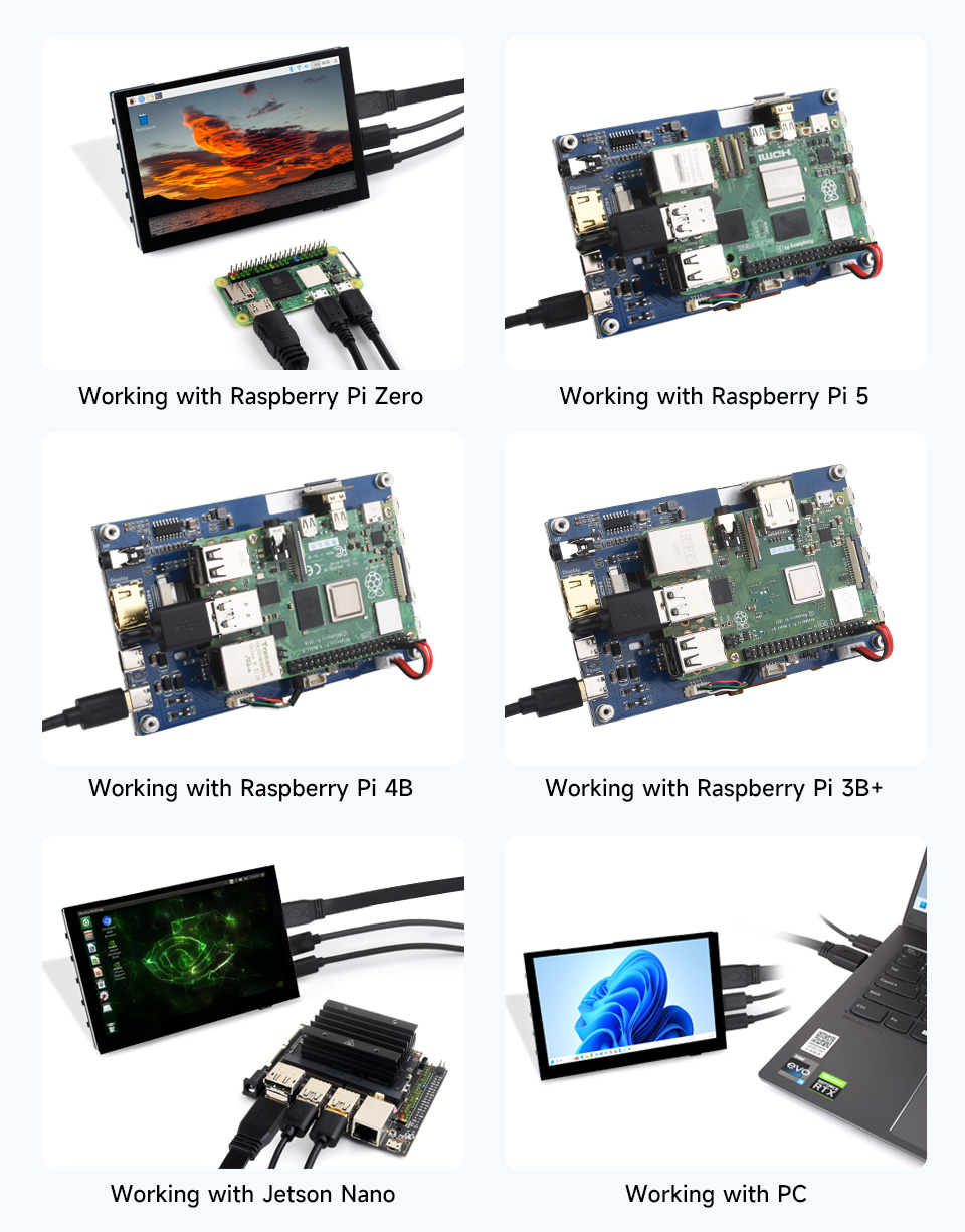 5inch High-Brightness Touch Screen, connection examples