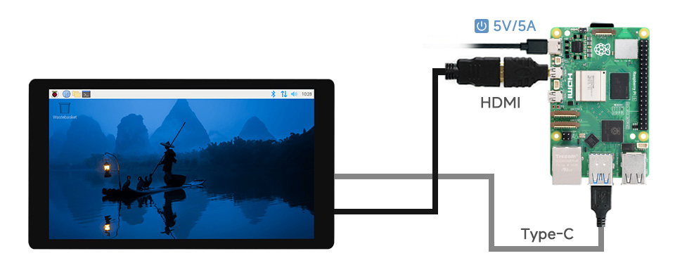 5inch capacitive touch display, connecting with Raspberry Pi 5