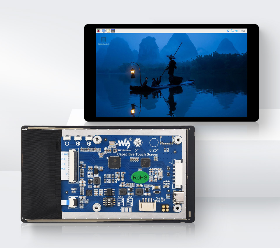 5inch DSI capacitive touch display, front and back view