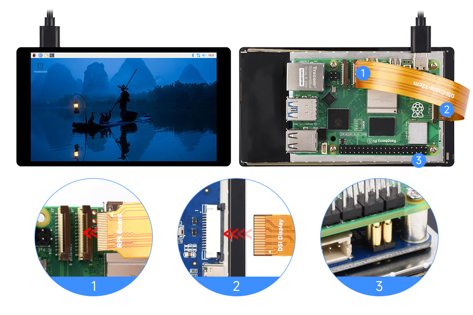 5inch DSI capacitive touch display, working with Raspberry Pi 5