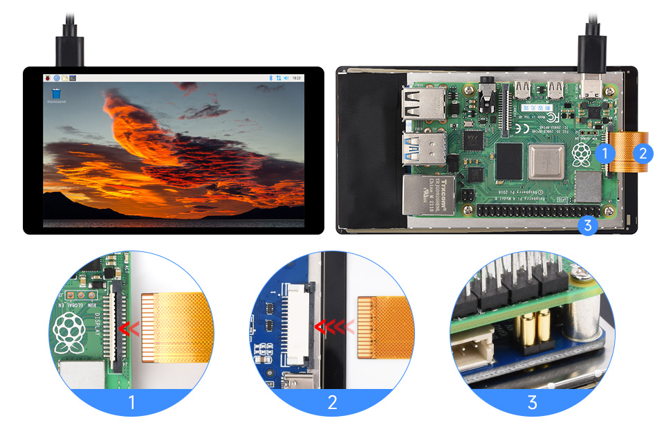 5inch DSI capacitive touch display, working with Raspberry Pi 4B