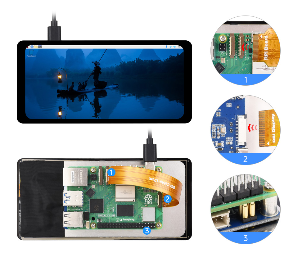 6.25inch DSI capacitive touch display, working with Raspberry Pi 5