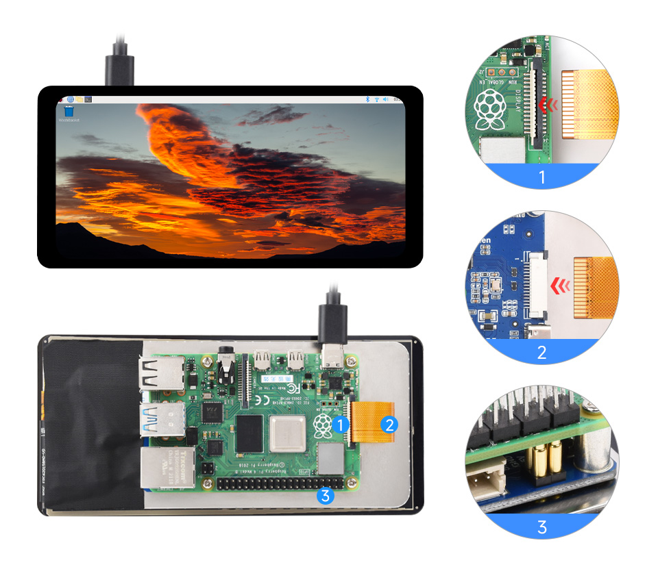 6.25inch DSI capacitive touch display, working with Raspberry Pi 4B