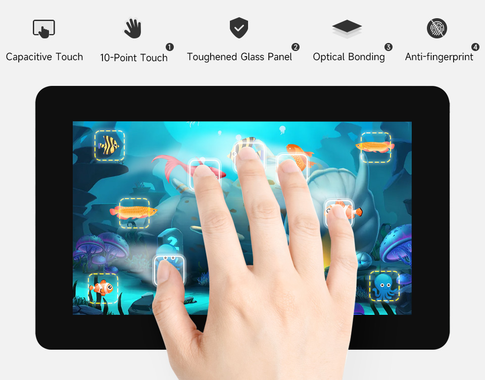 7inch DSI capacitive touch display, supports 10-point capacitive touch