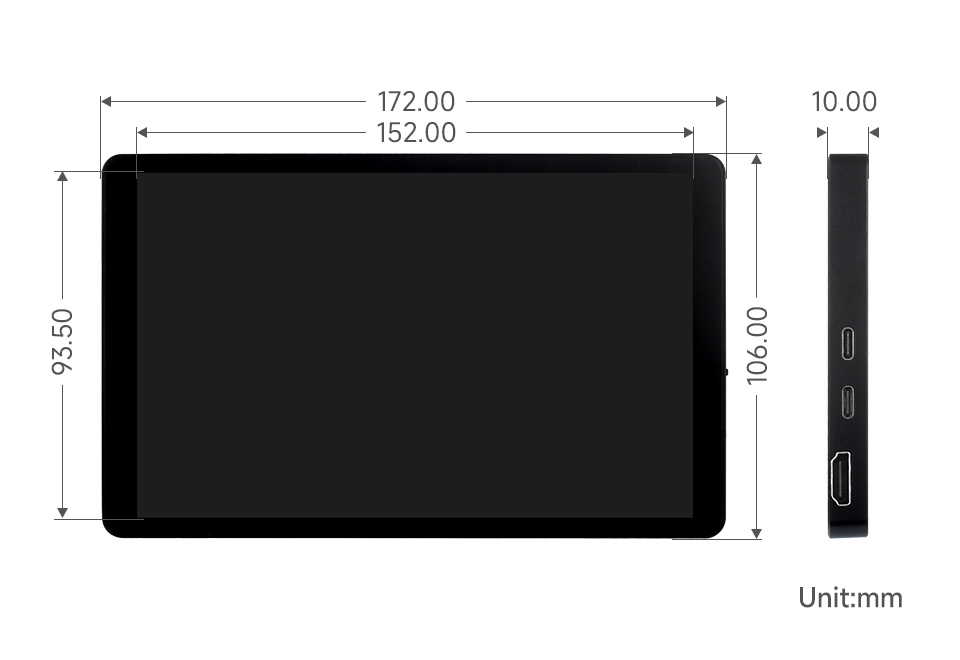 7inch Capacitive Touch Display, outline dimensions