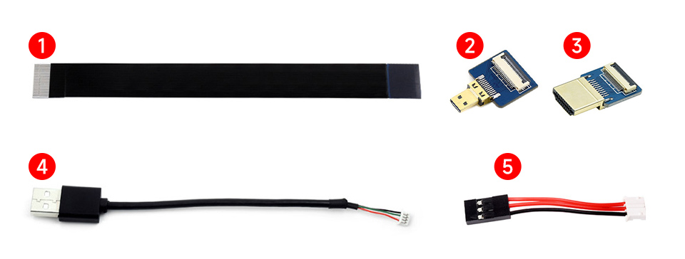 the accessories for installing 7inch Capacitive Touch Display with Raspberry Pi 5