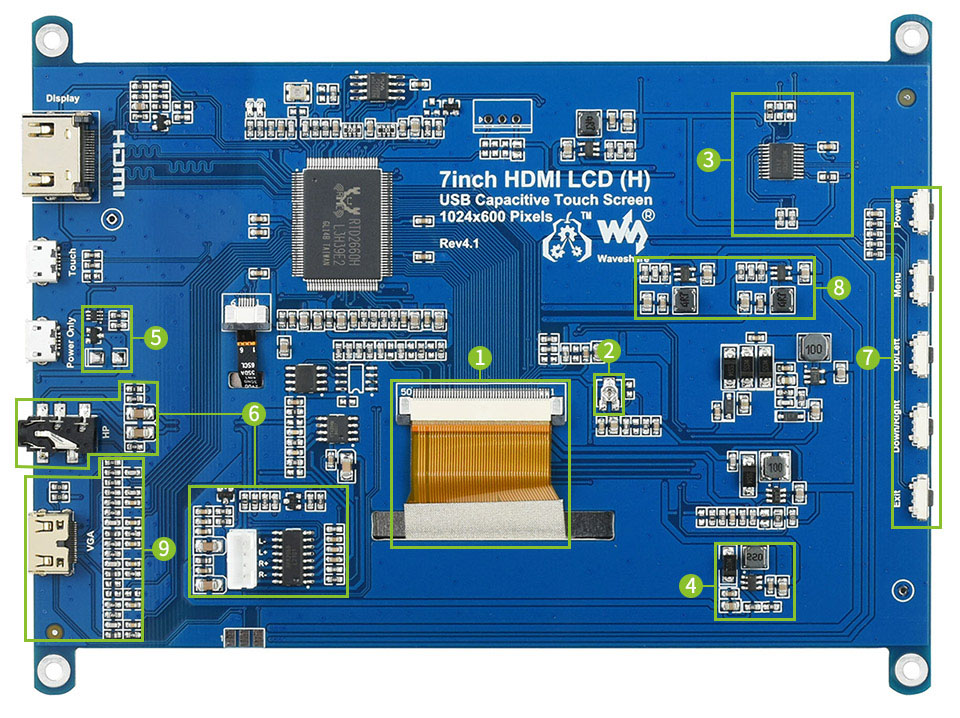 7 polegada 1024x600 capacitivo touch screen display